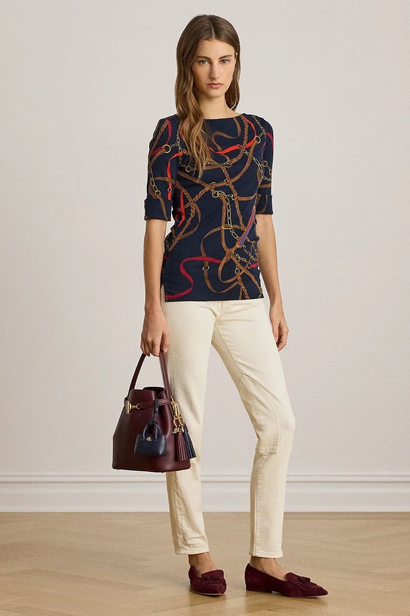 Oblečenie Tričko s dlhým rukávom Lauren Ralph Lauren 200P03722 tmavomodrá