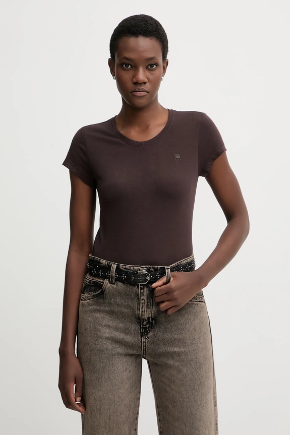 G-Star t-shirt bawełniany Eyben slim 2.0 bawełna brązowy D24533.4107.G692