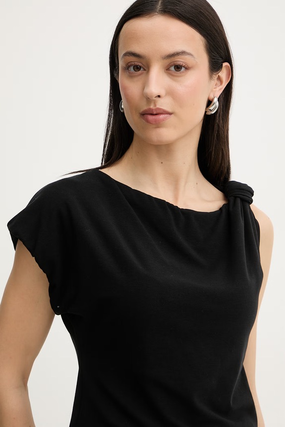 Pinko majica za žene od pamuka s elastanom crna 106373.A35D
