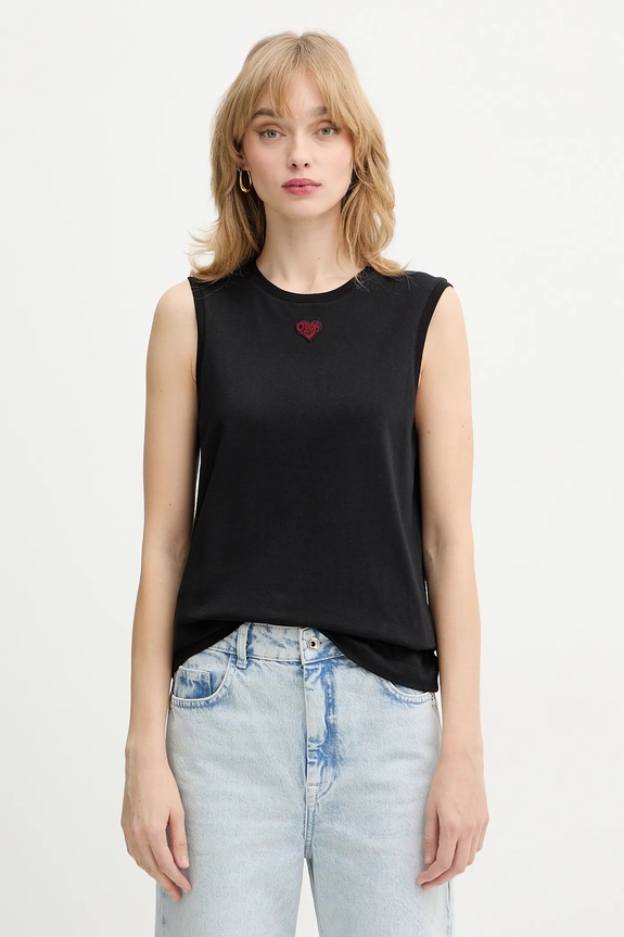 Pinko top bawełniany regular czarny 105741.A326