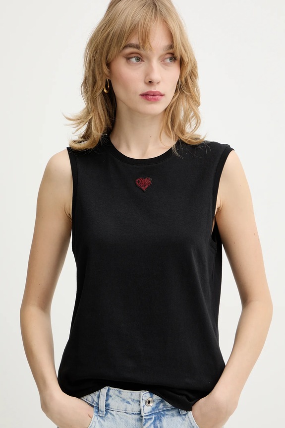 Pinko top bawełniany czarny 105741.A326