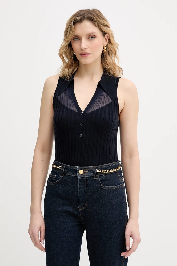 Pinko top z dodatkiem wełny pozostałe granatowy 106318.A34B