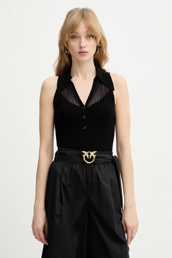 Top s příměsí vlny Pinko slim černá 106318.A34B