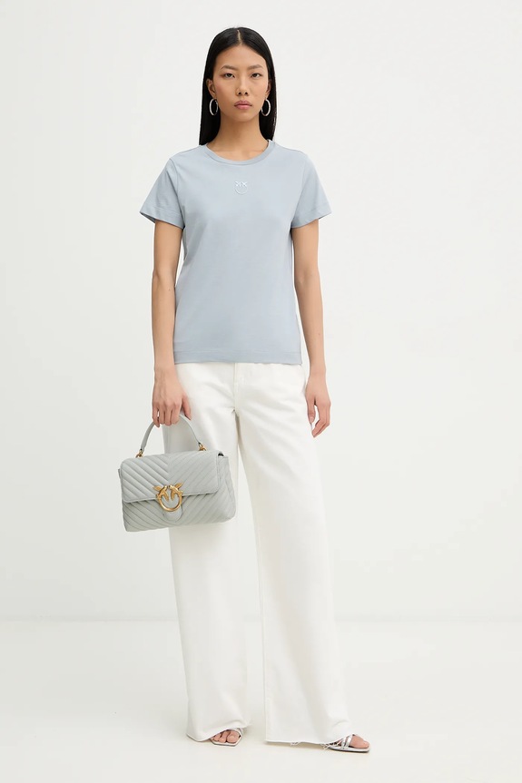 Pinko t-shirt bawełniany 100355.A339 niebieski SS26