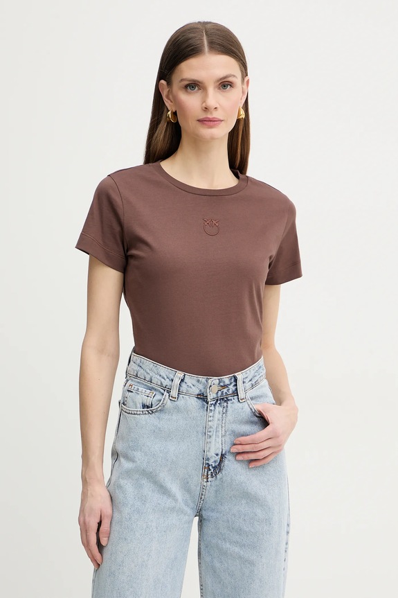Pinko t-shirt bawełniany bawełna brązowy 100355.A339