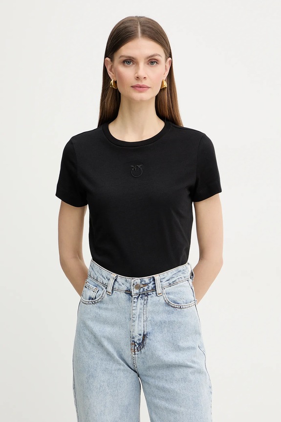 Pinko tricou din bumbac imprimeu negru 100355.A339