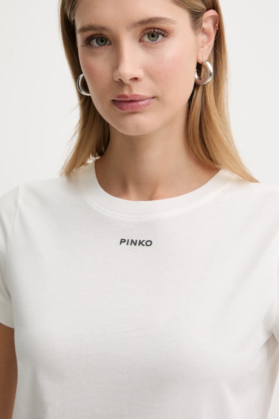 Pinko tricou din bumbac bej 100373.A34F