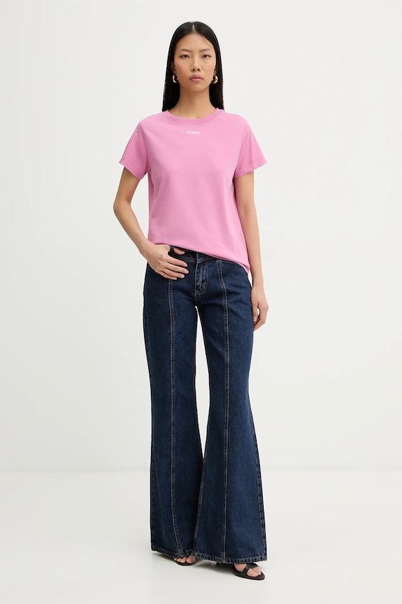 Pinko tricou din bumbac 100373.A34F roz SS26