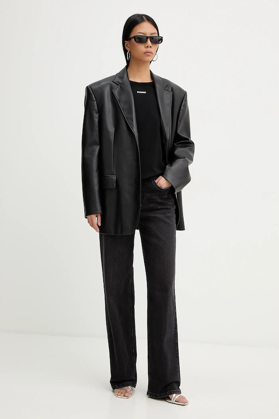 Памучна тениска Pinko 100373.A34F черен SS26