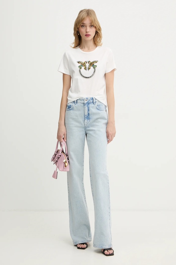 Βαμβακερό μπλουζάκι Pinko 100535.A33F λευκό SS26