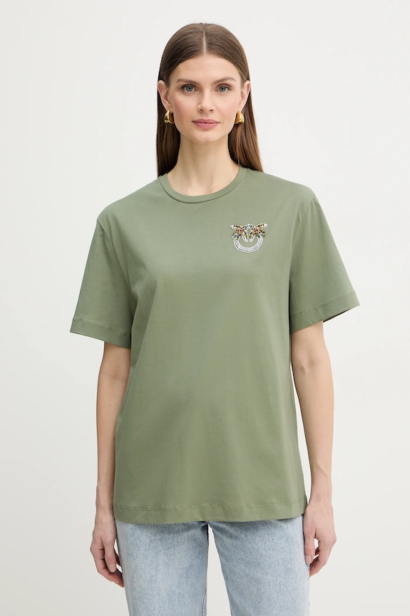 Pinko tricou din bumbac imprimeu verde 105526.A33F