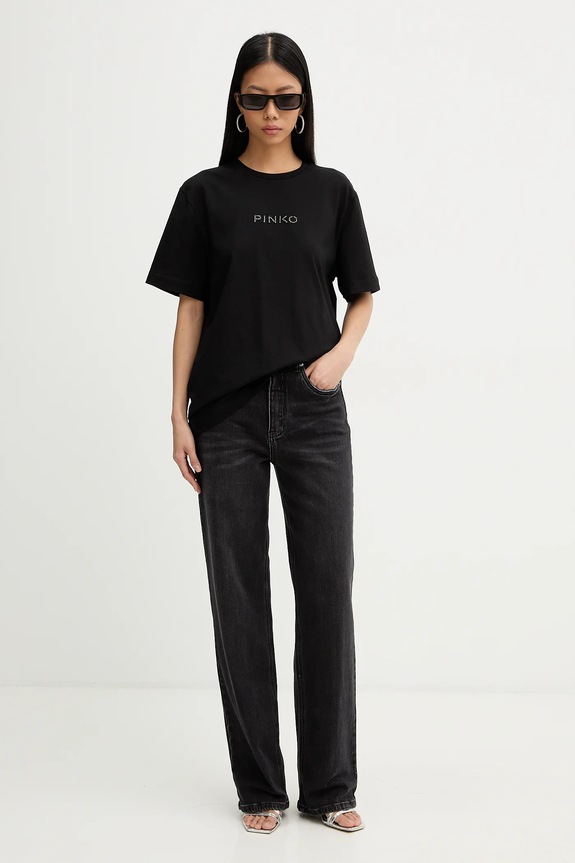 Pinko tricou din bumbac 105526.A33S negru SS26