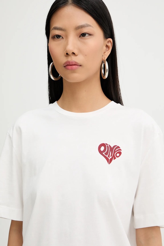 Pinko tricou din bumbac alb 105526.A33I