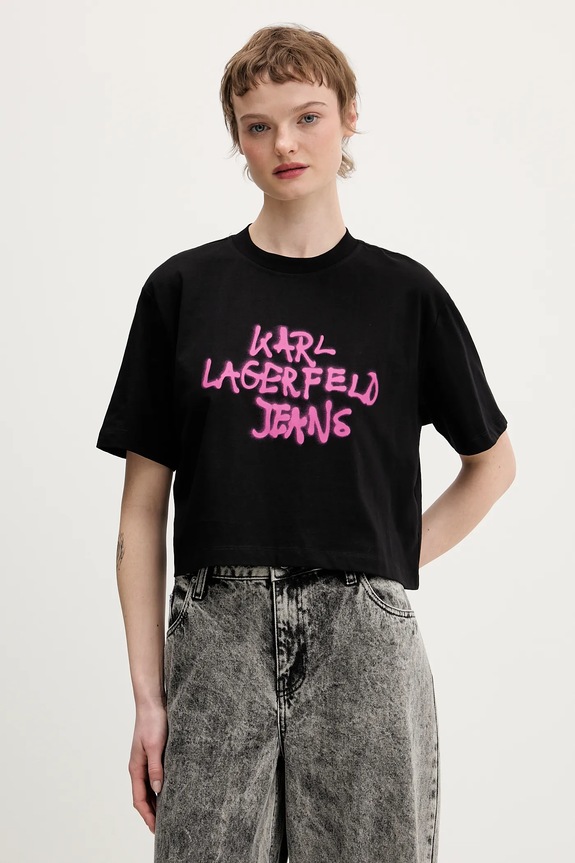 Bavlnené tričko Karl Lagerfeld Jeans relaxed čierna B1W17054
