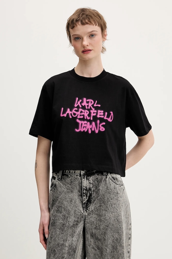 Bavlnené tričko Karl Lagerfeld Jeans relaxed čierna B1W17054