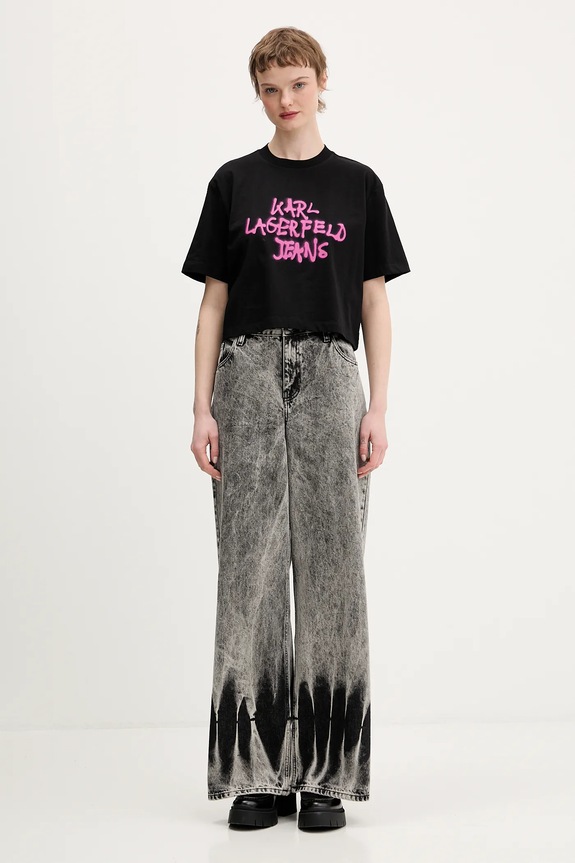 Bavlnené tričko Karl Lagerfeld Jeans B1W17054 čierna SS26