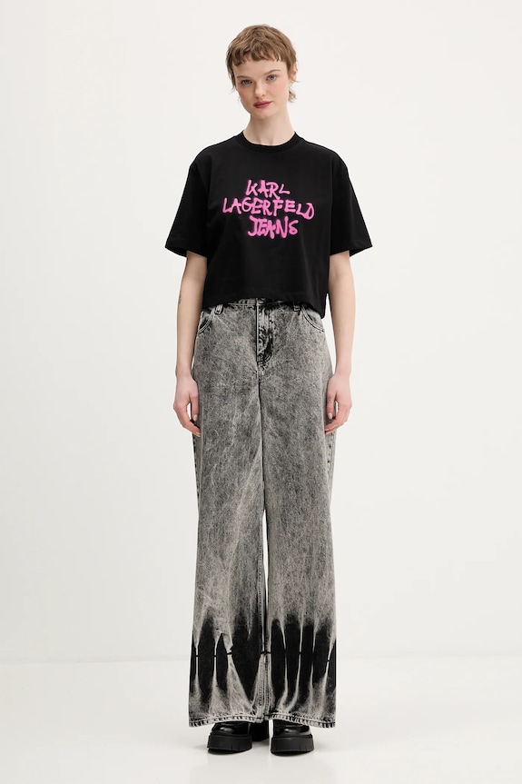 Bavlnené tričko Karl Lagerfeld Jeans B1W17054 čierna SS26
