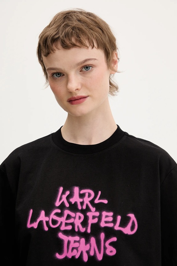 Bavlnené tričko Karl Lagerfeld Jeans čierna B1W17054