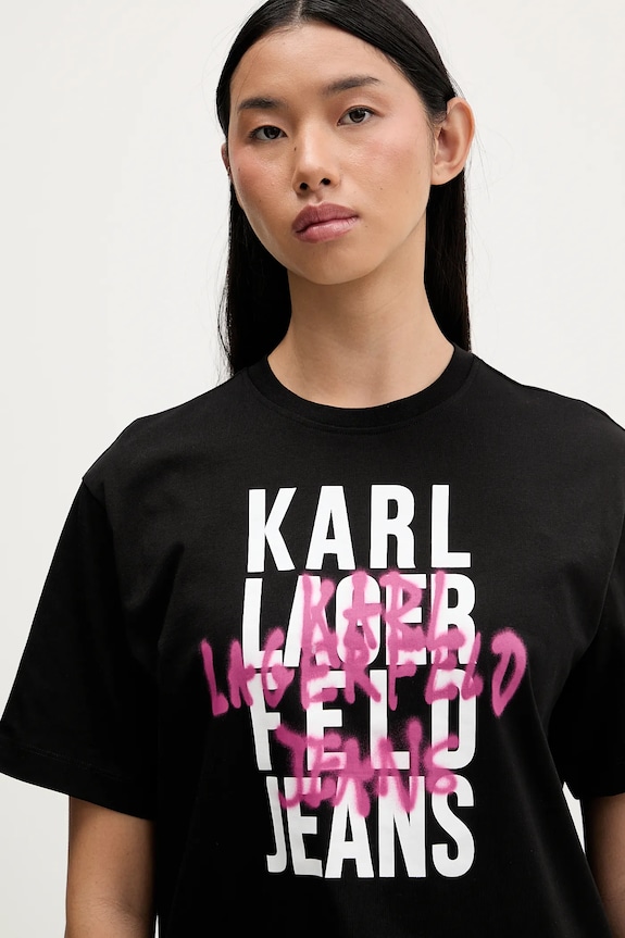Хлопковая футболка Karl Lagerfeld Jeans чёрный B1W17057