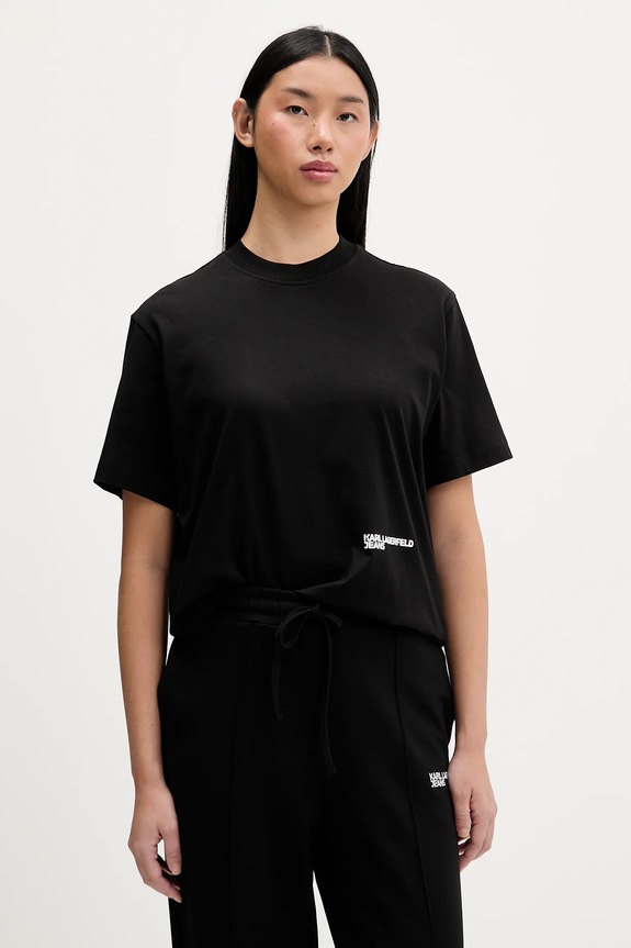 Oblečení Bavlněné tričko Karl Lagerfeld Jeans B1W17058 černá