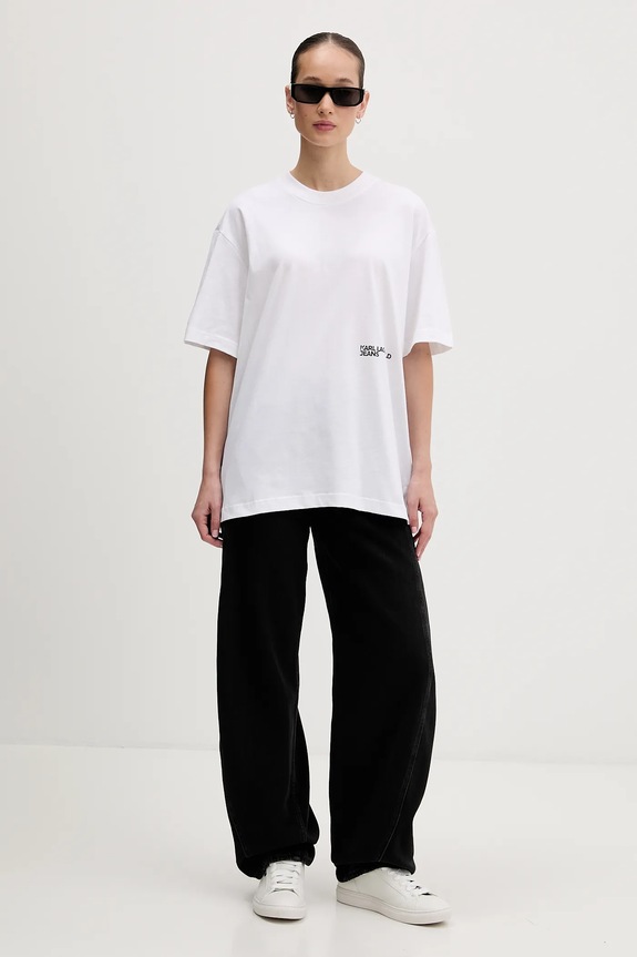 Bavlnené tričko Karl Lagerfeld Jeans B1W17059 biela SS26