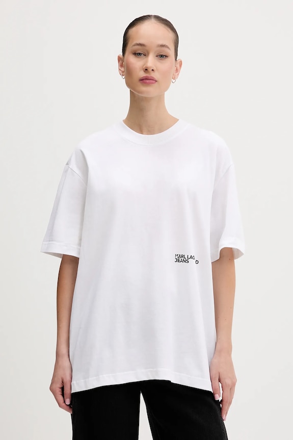 Oblečenie Bavlnené tričko Karl Lagerfeld Jeans B1W17059 biela