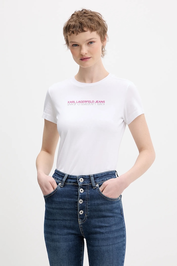 Bavlnené tričko Karl Lagerfeld Jeans slim biela B1W17053
