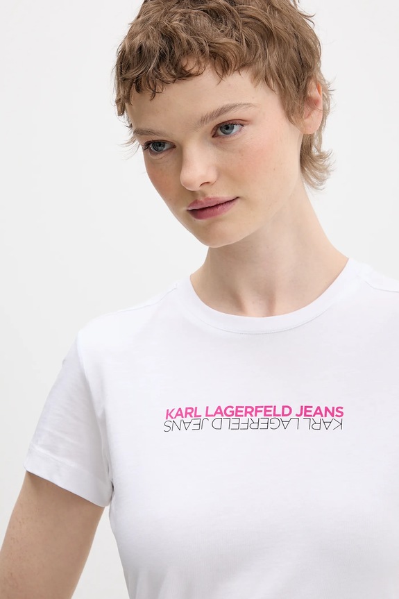 Bavlnené tričko Karl Lagerfeld Jeans biela B1W17053