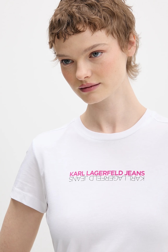 Bavlnené tričko Karl Lagerfeld Jeans biela B1W17053