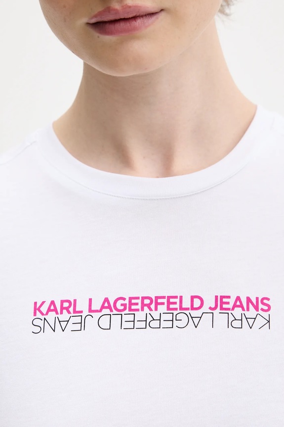Bavlnené tričko Karl Lagerfeld Jeans B1W17053 biela