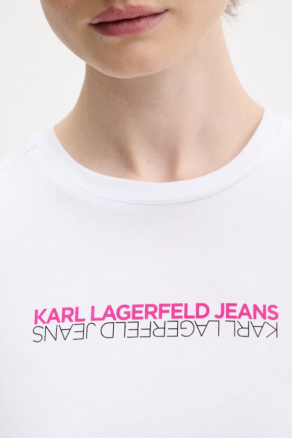 Bavlnené tričko Karl Lagerfeld Jeans B1W17053 biela