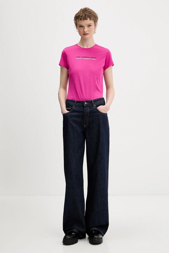 Bavlnené tričko Karl Lagerfeld Jeans B1W17053 ružová SS26