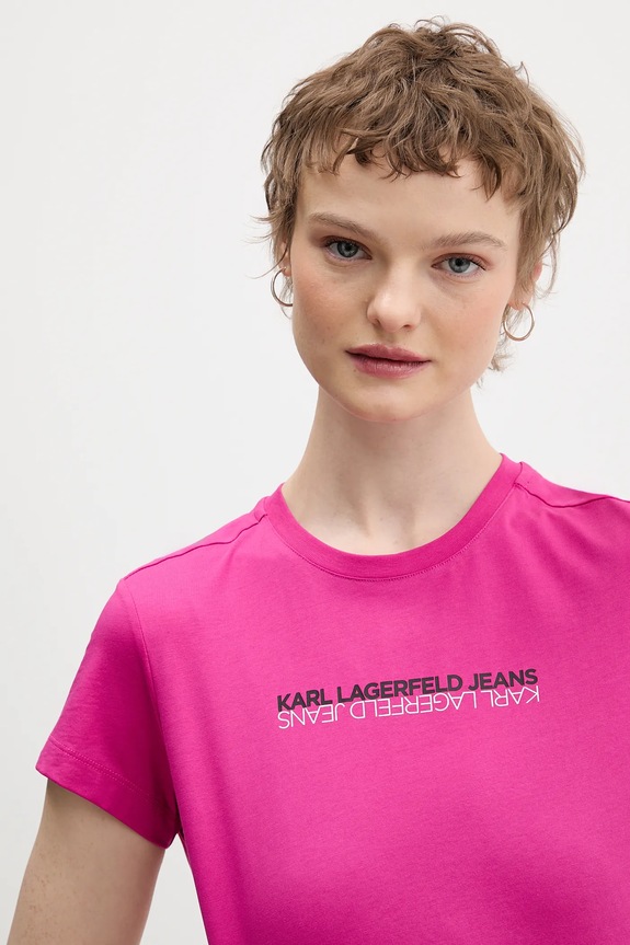 Bavlnené tričko Karl Lagerfeld Jeans ružová B1W17053