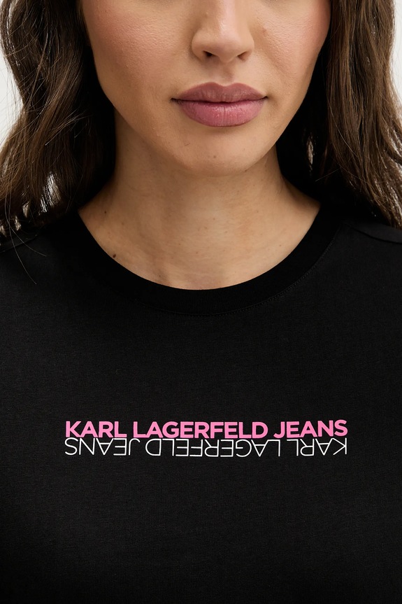 Памучна тениска Karl Lagerfeld Jeans B1W17053 черен