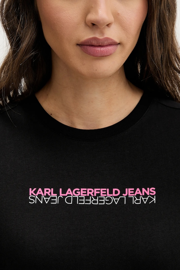 Памучна тениска Karl Lagerfeld Jeans B1W17053 черен