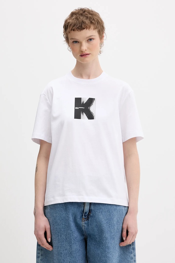 Bavlnené tričko Karl Lagerfeld Jeans potlač biela B1W17055