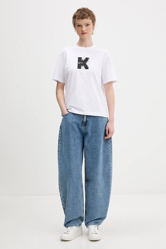 Bavlnené tričko Karl Lagerfeld Jeans B1W17055 biela SS26