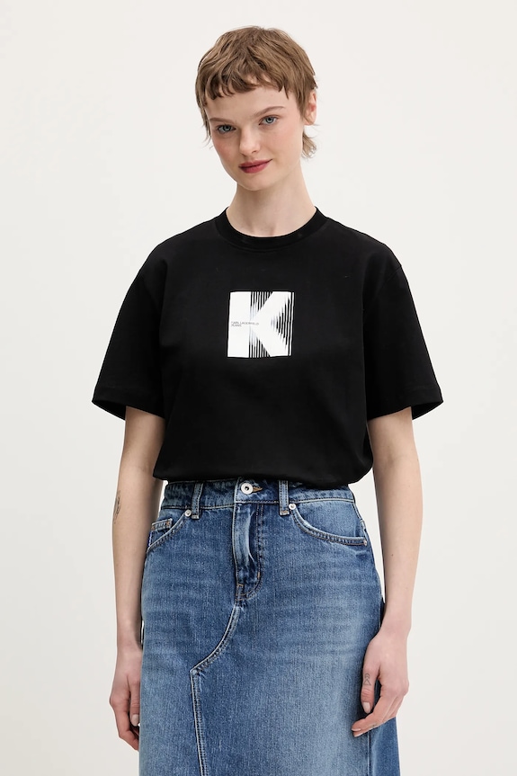Karl Lagerfeld Jeans tricou din bumbac print negru B1W17055