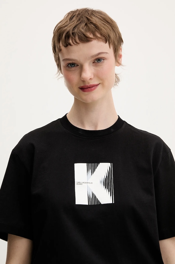 Karl Lagerfeld Jeans tricou din bumbac negru B1W17055