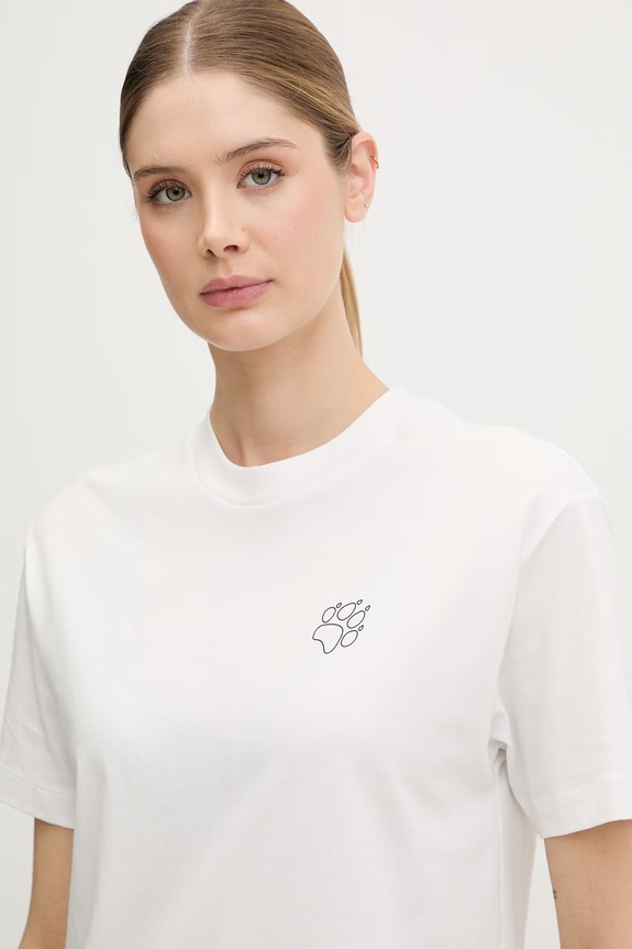 Jack Wolfskin t-shirt γυναικείο βαμβακερό Curious λευκό A65755
