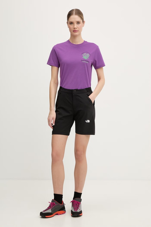 Jack Wolfskin тениска basic дамска от памук Carefree A65756 виолетов SS26