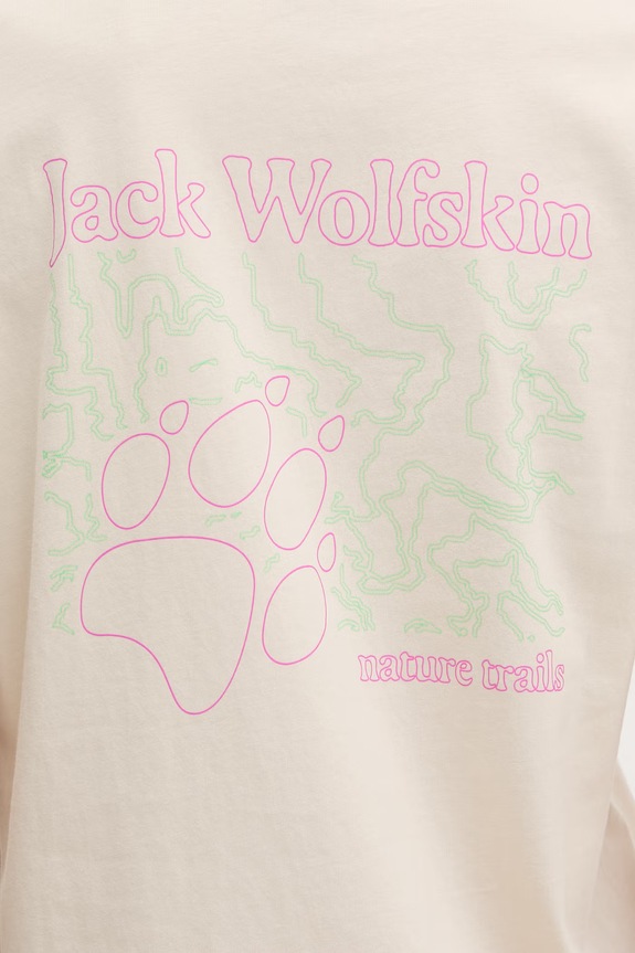 Jack Wolfskin majica za žene od pamuka Celebrate The Paw A65916 bež