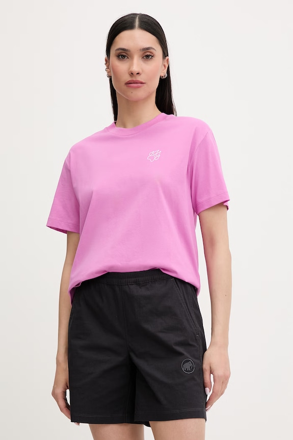 Jack Wolfskin tricou pentru femei, din bumbac Celebrate The Paw roz A65916