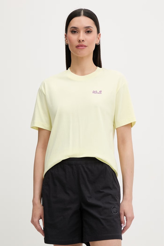 Jack Wolfskin tricou pentru femei, din bumbac Celebrate The Paw galben A65913