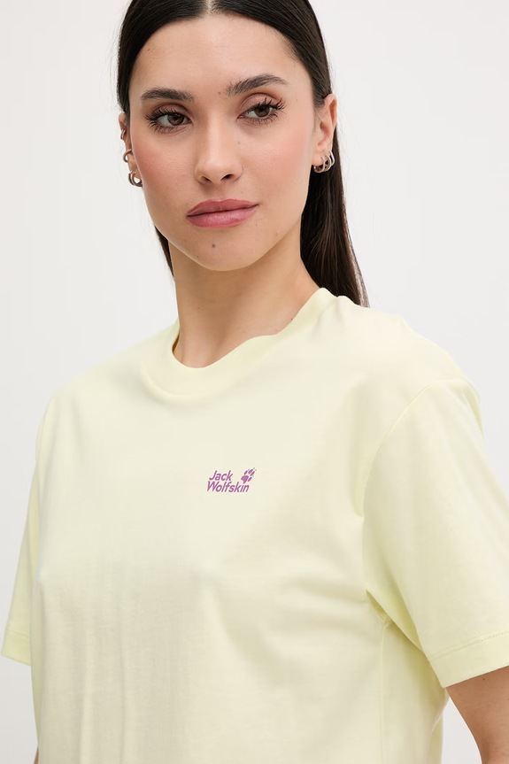 Jack Wolfskin tricou pentru femei, din bumbac Celebrate The Paw galben A65913