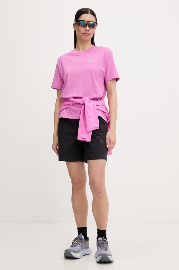 Jack Wolfskin tricou pentru femei, din bumbac Celebrate The Paw A65913 roz SS26