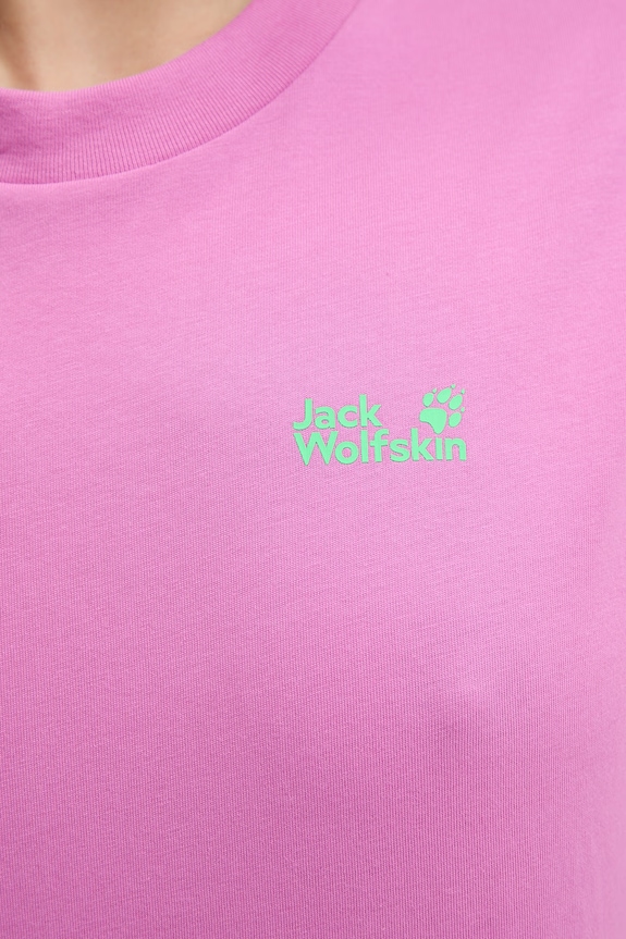 Jack Wolfskin tricou pentru femei, din bumbac Celebrate The Paw A65913 roz