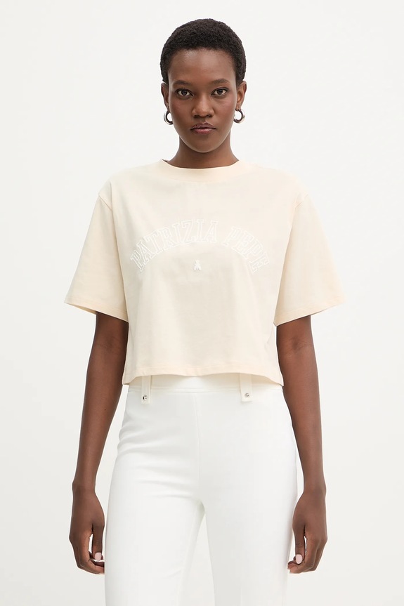 Patrizia Pepe t-shirt bawełniany bawełna beżowy 8M1798.J387