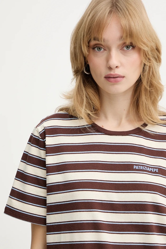 Памучна тениска Patrizia Pepe кафяв 8M1824.J194