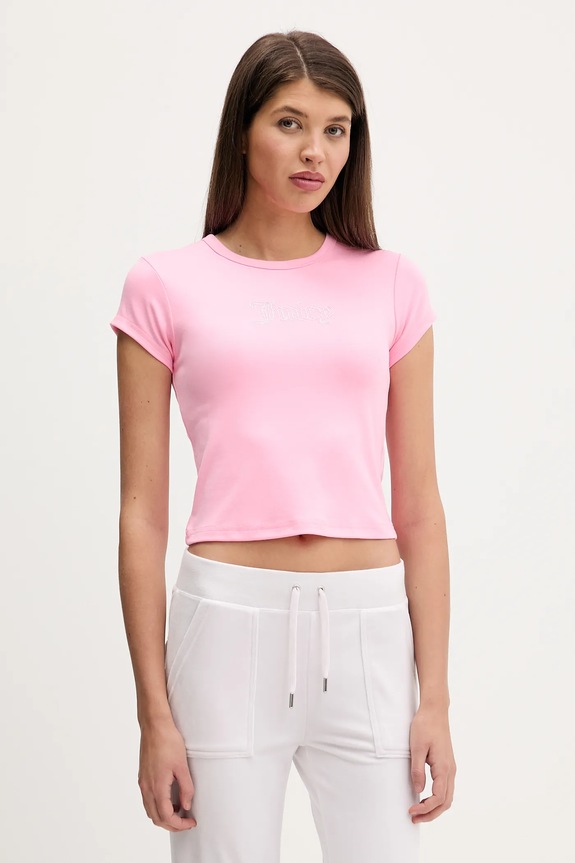 Juicy Couture tricou imprimeu roz JCWCT126301
